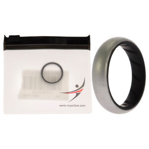 Silicone Wedding BR Solid Ring - Black-Silver by ROQ for Women - 8 mm Ring
